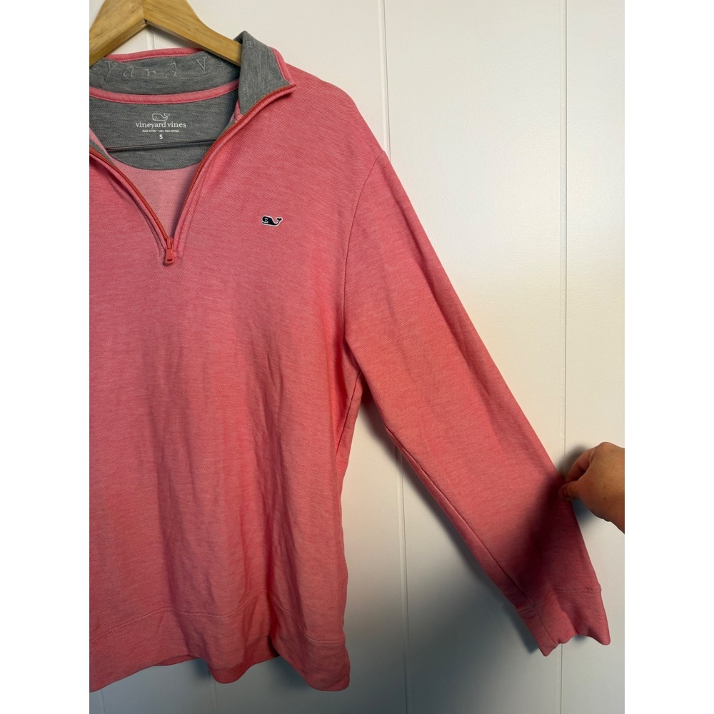 Vineyard Vines 1/4 Zip Pullover Small Pink Pima Cotton Long Sleeve Preppy - Picture 4 of 9